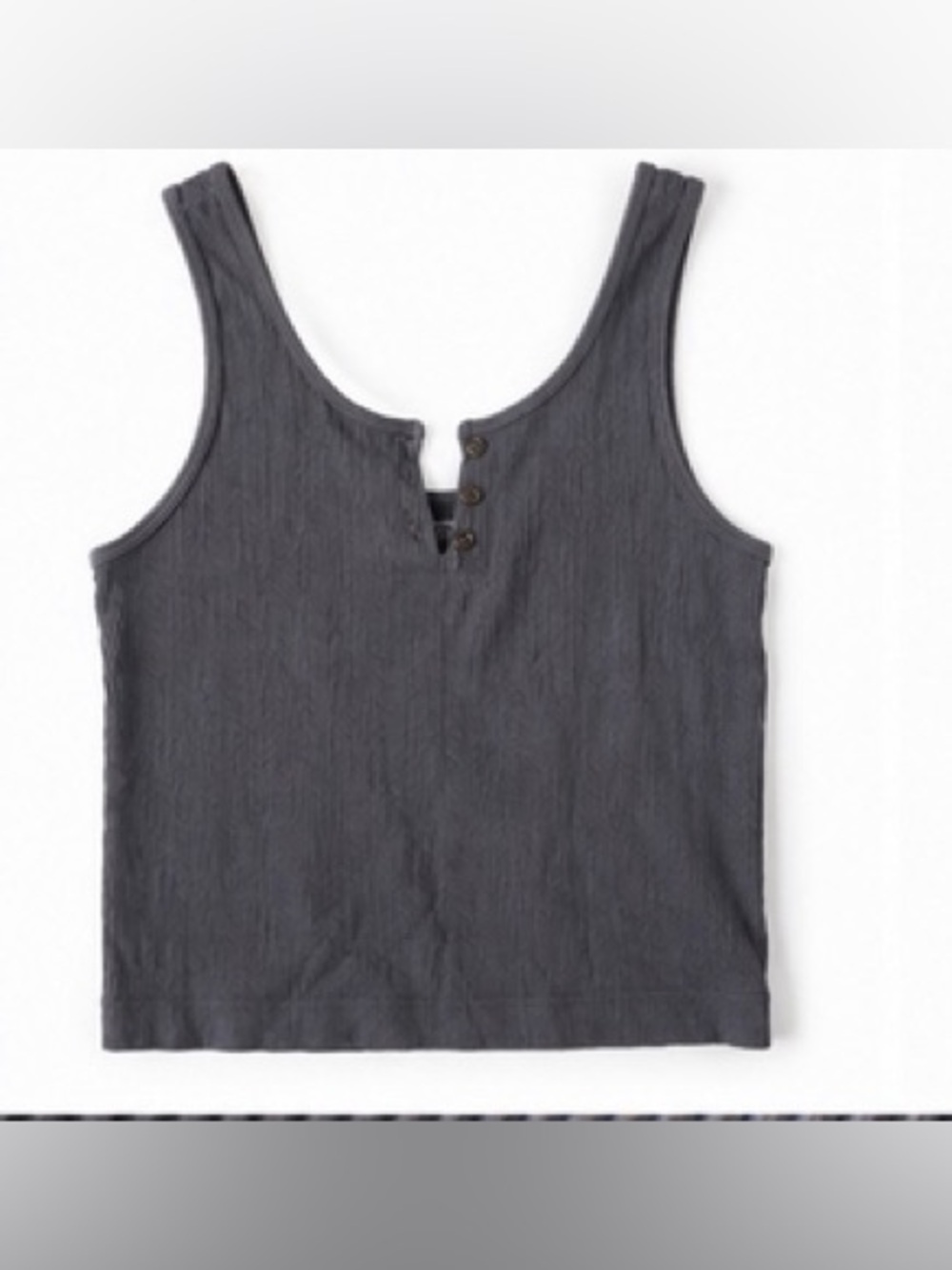 Women’s Gray Ribbed Tank Top with Button Placket